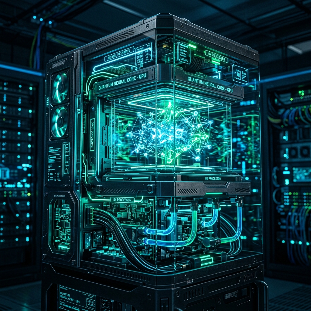 Abstract holographic 3D shapes floating in a digital void with cyan highlights and sharp edges